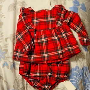 Cat & Jack 6-9M red plaid outfit